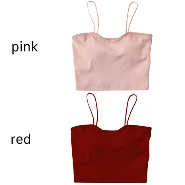 【送料無料】 綿95% クロップド丈カップ付きキャミソール