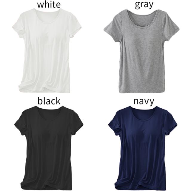 さらさらの肌触り快適カップ付き半袖インナー