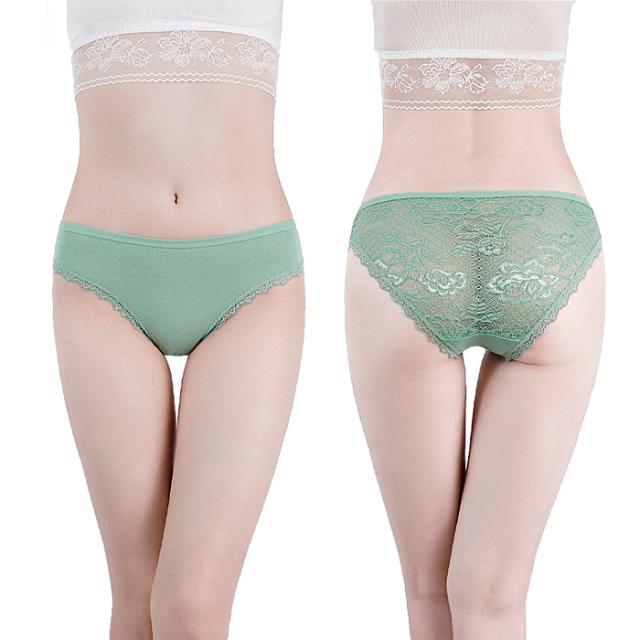 前面は綿素材で後面はセクシーなストレッチレースのショーツ