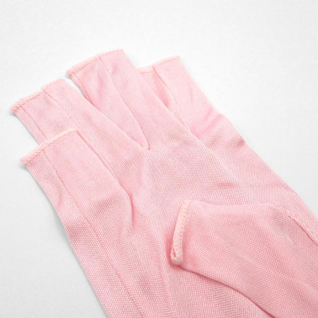 【送料無料】 潤いシルク100%の指先カットUV手袋