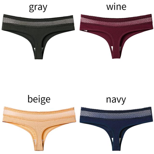 綿95%で優しい肌触り 美しいウエストレースのレディースTバック