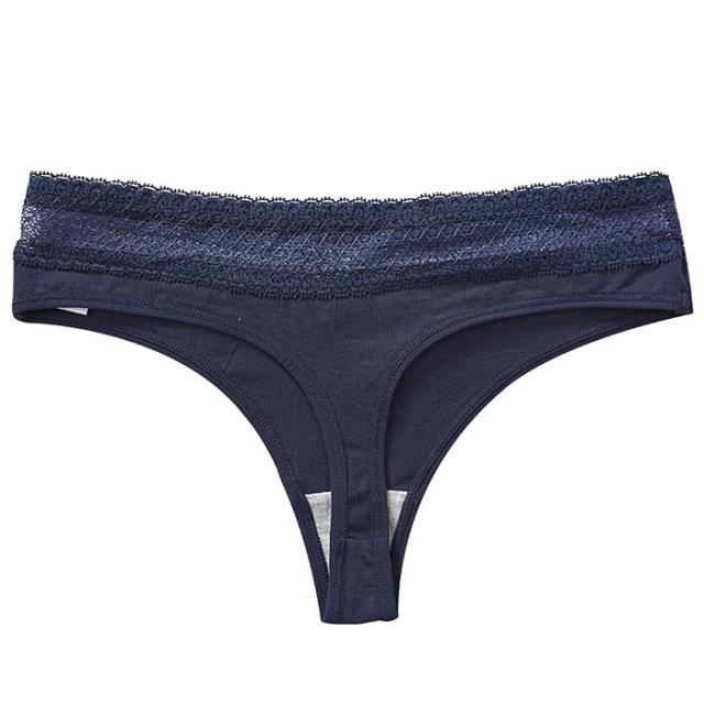 綿95%で優しい肌触り 美しいウエストレースのレディースTバック