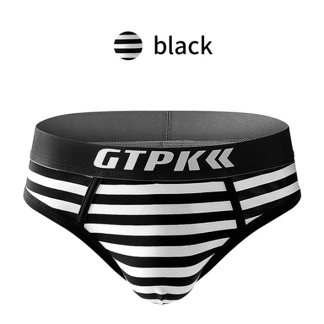 【送料無料】綿混素材で快適 ボーダー柄メンズブリーフパンツ