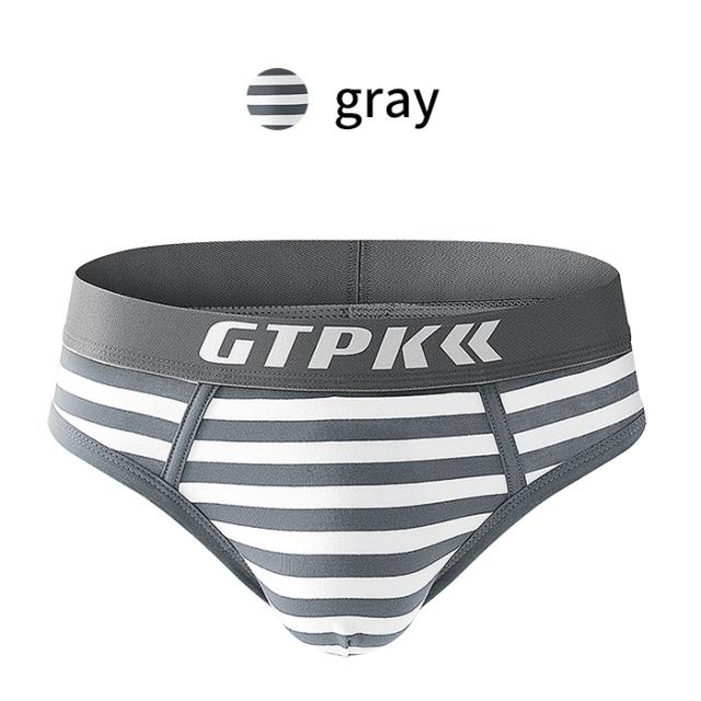 【送料無料】綿混素材で快適 ボーダー柄メンズブリーフパンツ