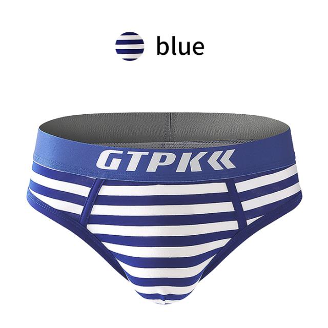 【送料無料】綿混素材で快適 ボーダー柄メンズブリーフパンツ