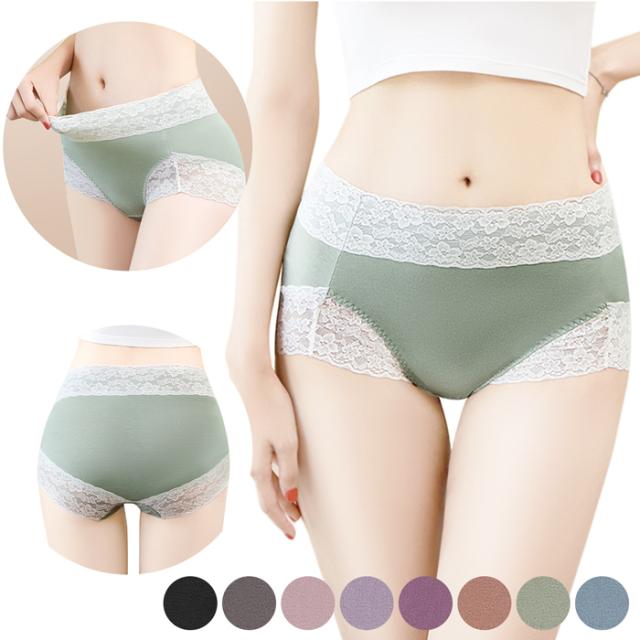 ストレッチレースとさらさら生地のレディース深ばきショーツ
