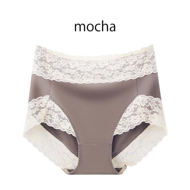 ストレッチレースとさらさら生地のレディース深ばきショーツ
