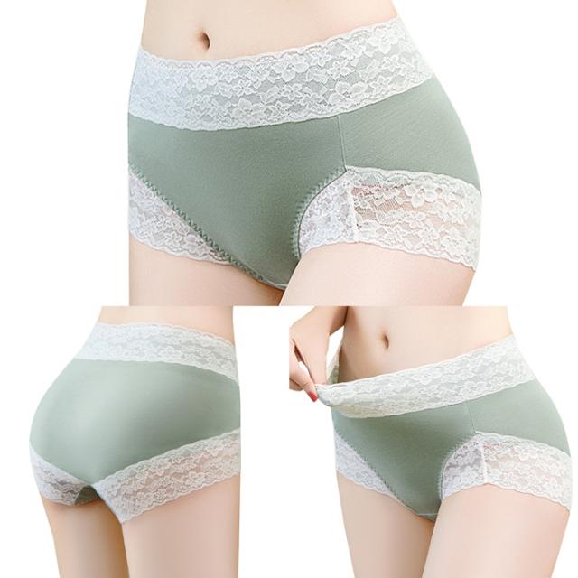 ストレッチレースとさらさら生地のレディース深ばきショーツ