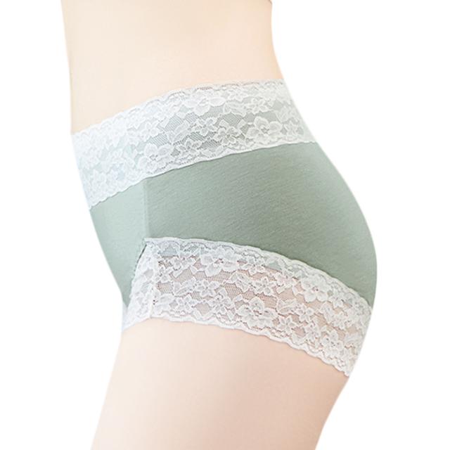 ストレッチレースとさらさら生地のレディース深ばきショーツ