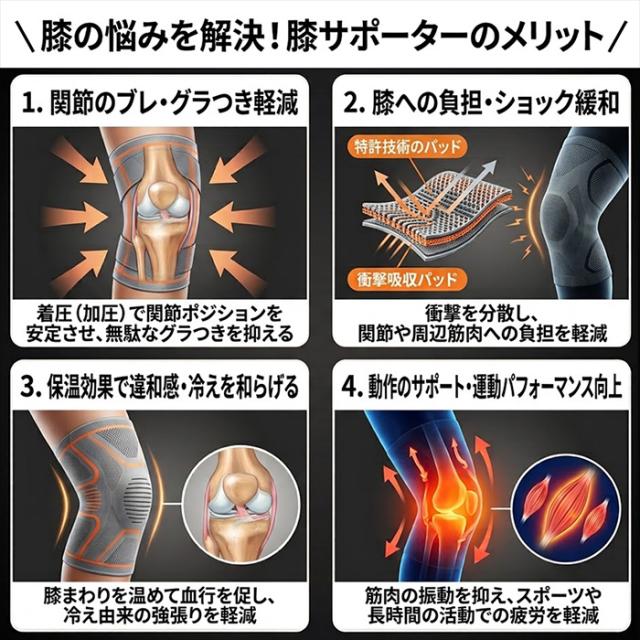 【送料無料】 男女兼用 着脱スムーズ ソフト膝サポーター