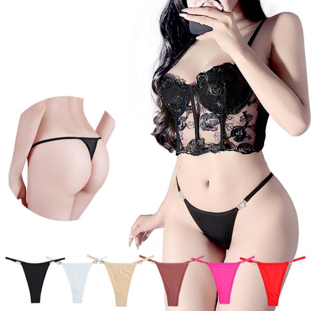 サイドのハートチャームがさりげなく輝く、上品かわいいTバック