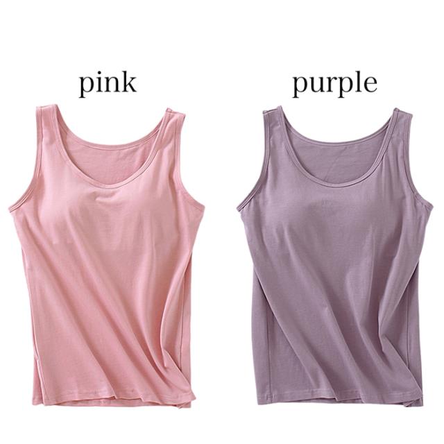 着心地軽やか綿素材。頼れるカップ付きタンクトップ