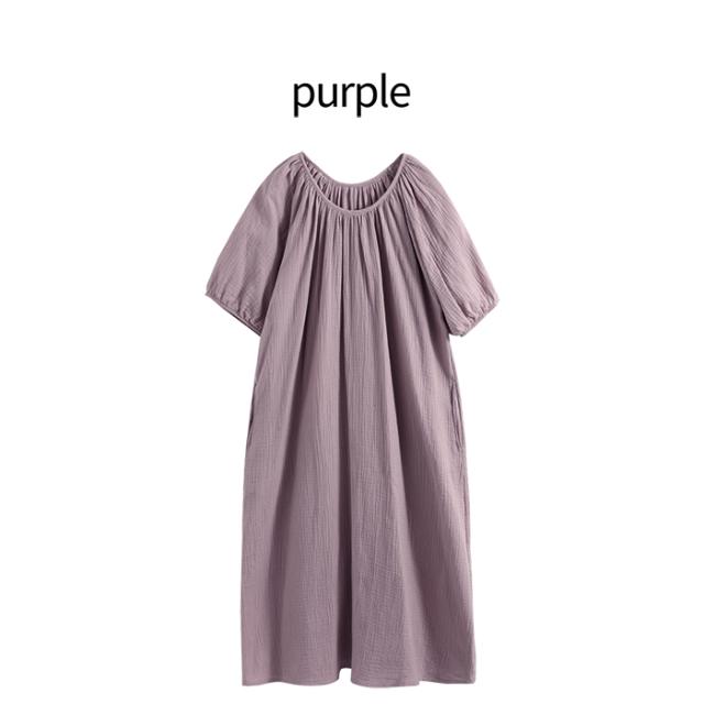 ダブルガーゼ素材の綿100％ゆったり着れるワンピース