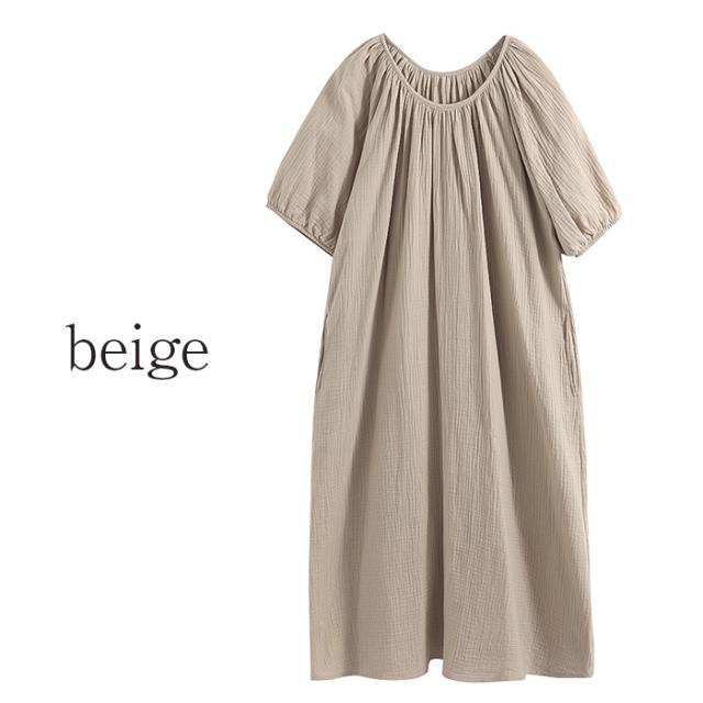 【送料無料】 綿100%ダブルガーゼの半袖ルームワンピース