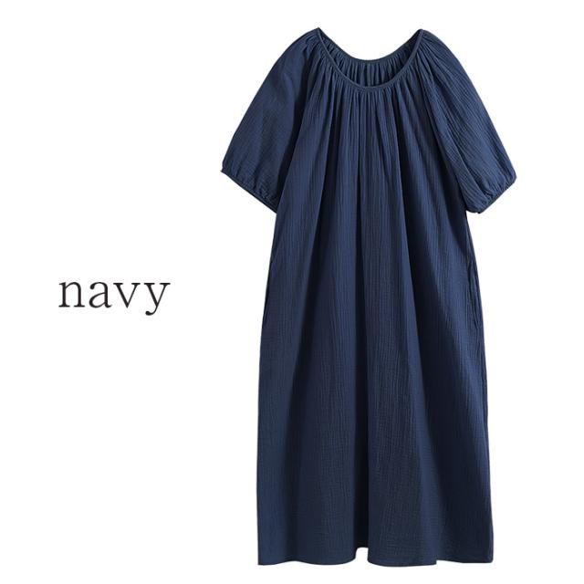 【送料無料】 綿100%ダブルガーゼの半袖ルームワンピース