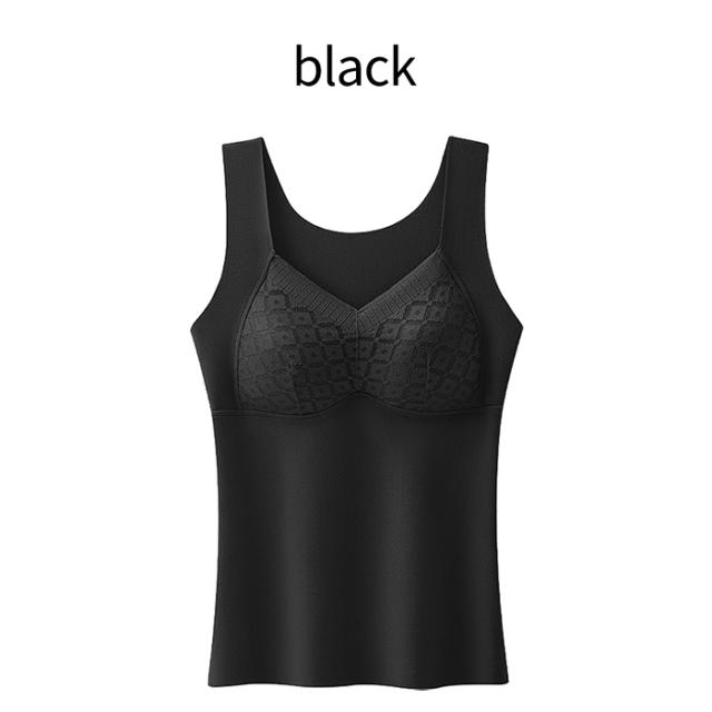 【送料無料】 裏起毛で暖か 上品レースのカップ付きインナー