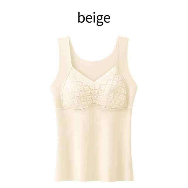 【送料無料】 裏起毛で暖か 上品レースのカップ付きインナー