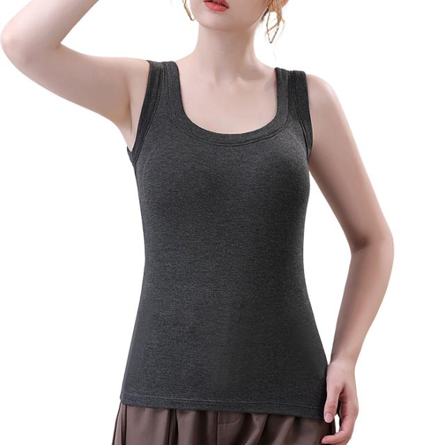 【送料無料】 厚手裏起毛で暖か カップ付きタンクトップ