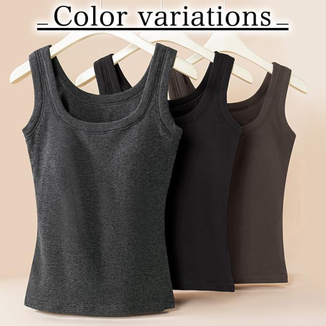 【送料無料】 厚手裏起毛で暖か カップ付きタンクトップ