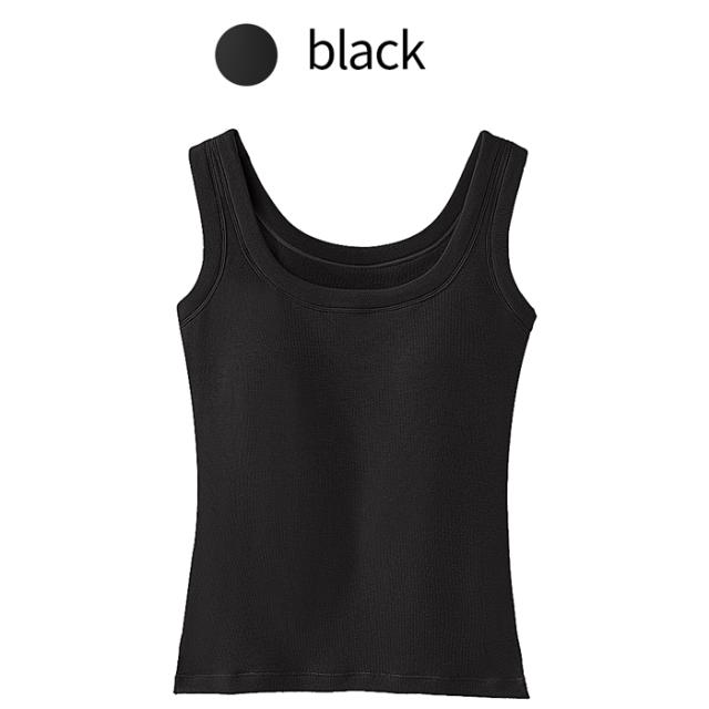 【送料無料】 厚手裏起毛で暖か カップ付きタンクトップ