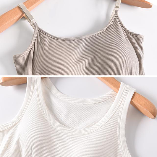 【送料無料】一年中快適 リブ編み×背中メッシュ ブラトップ