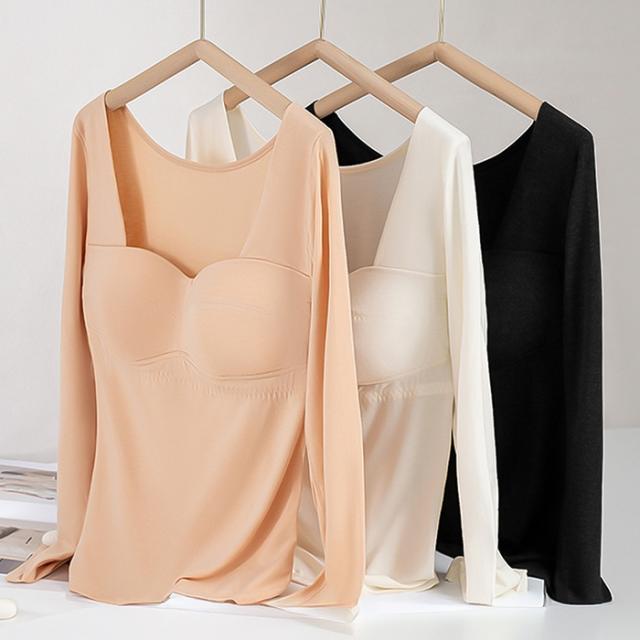 【送料無料】カップ裏はシルク100%であったか！長袖ブラトップ
