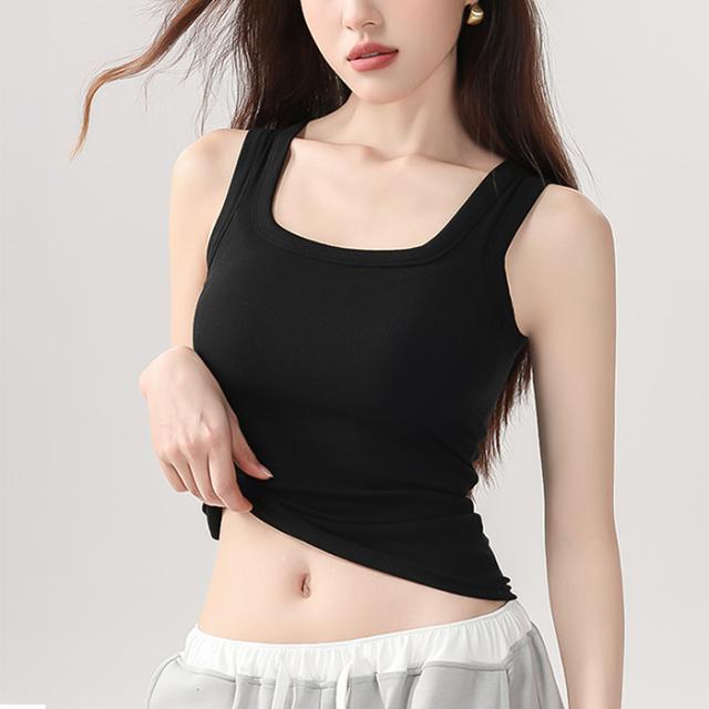 【送料無料】綿92% リブあみショート丈ブラトップ