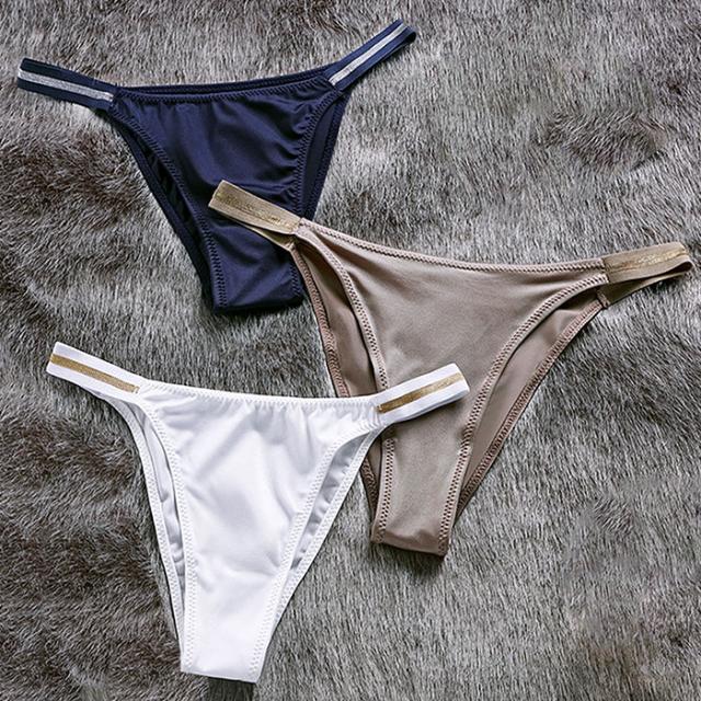 ラメの腰ゴムがポイントのストレッチブラジリアンショーツ