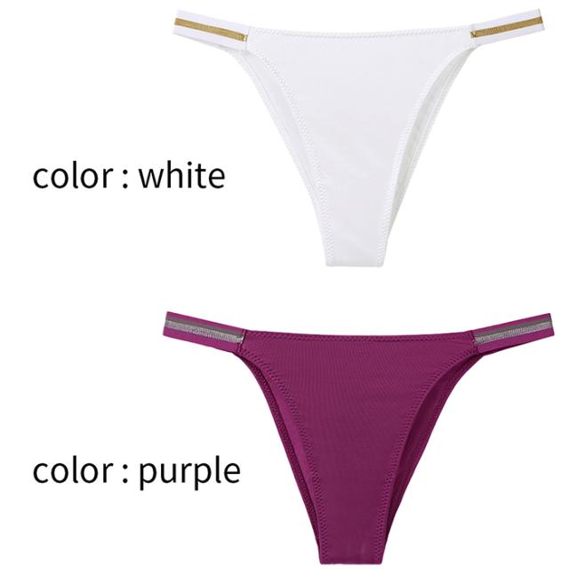 ラメの腰ゴムがポイントのストレッチブラジリアンショーツ