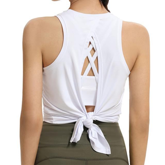 ヨガ背中見せタンクトップ