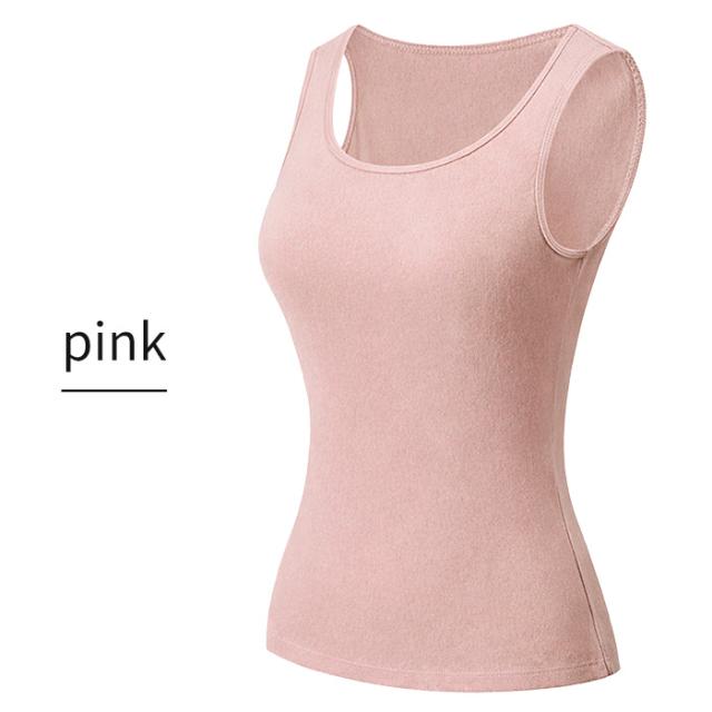 【送料無料】やわらか起毛で快適 カップ付きタンクトップ
