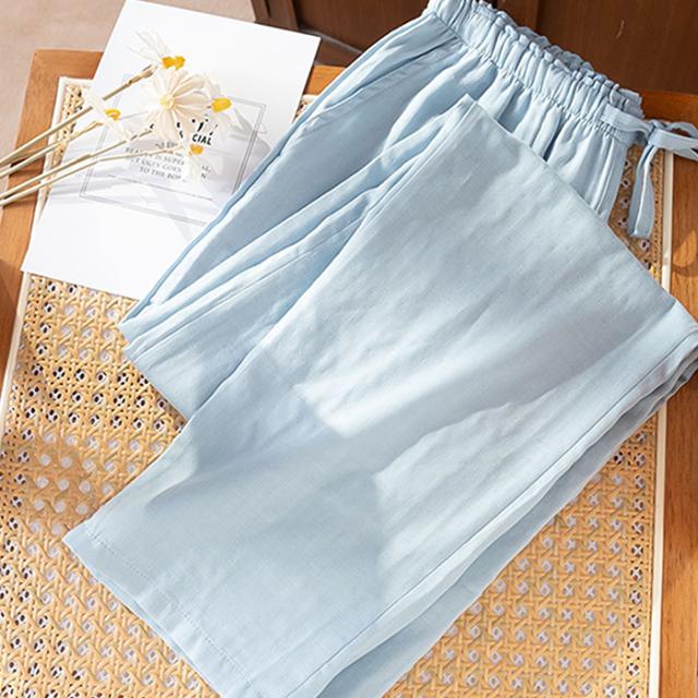 【送料無料】 さらっと快適 綿100%の10分丈ガーゼルームパンツ