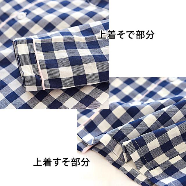 綿100％の男女ペア前開きパジャマ