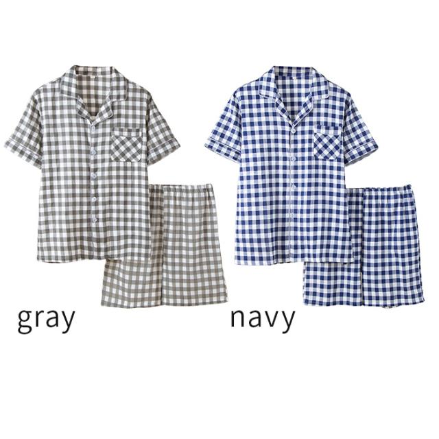 【送料無料】 綿100％ 快適半袖半ズボンチェックパジャマ