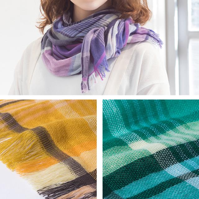 今治 ミクストチェックマフラー