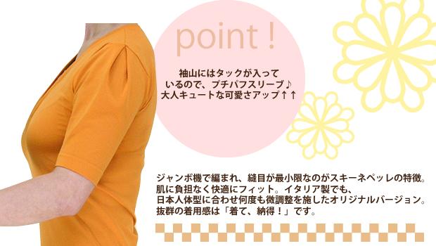 スキーネペッレ/Skine pelle V襟半袖ボーダーパネル