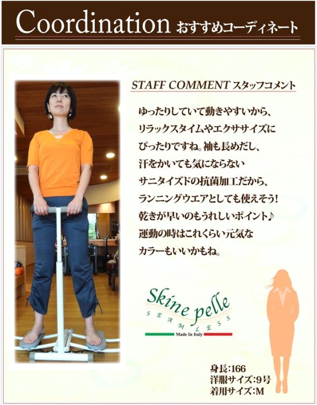 スキーネペッレ/Skine pelle V襟半袖ボーダーパネル