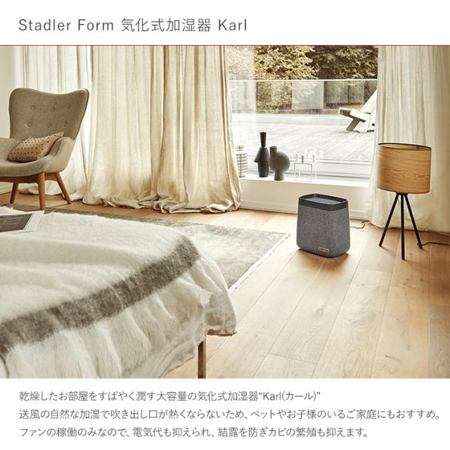 加湿器 4.7L Stadler Form スタドラフォーム Karl 気化式加湿器  銀イオン 雑菌 繁殖 防止 乾燥 風邪 対策 湿度調整 熱くならない 子供部屋 安心 おしゃれ 北欧 インテリア 大容量 リビング 寝室