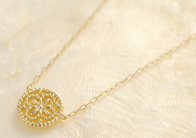 K18 necklace K18ネックレス K18necklace flower lace