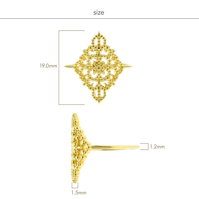 K18 リング rhombus lace