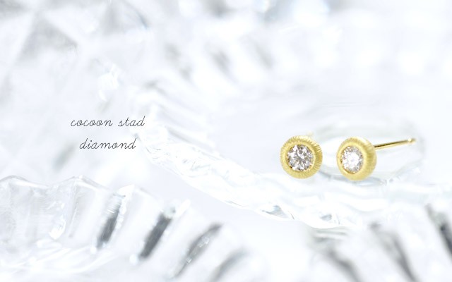 K18 birthstone pierced earrings K18 誕生石　ピアス　cocoon stad diamond