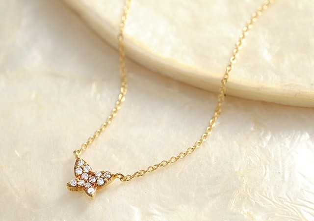 K18 diamond necklace K18 ダイヤモンド　ネックレス butterfly