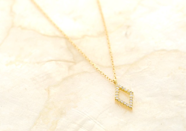 K18 diamond necklace rhombus dia