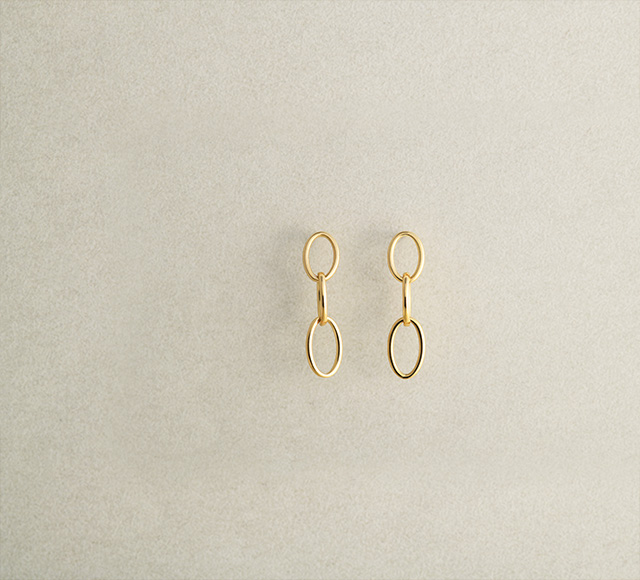 K18ピアス triplet oval