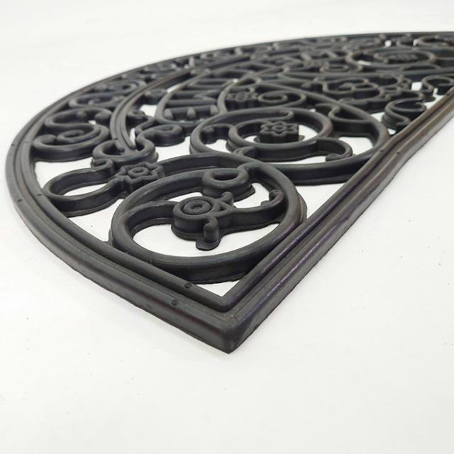 玄関マット 屋外 ラバーマット 75×45cm ドアマット おしゃれ エントランス エントランスマット 北欧 小さめ 黒 半円 ブラック 入り口 泥除け ゴム ラバー