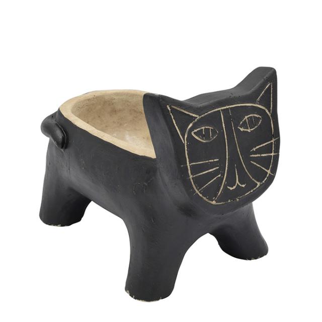 アフリカン猫 民族模様 手作り プランター L ブラック  多肉 プランター 小型 観葉植物 植木鉢 多肉植物 底穴あり 小さい 鉢 サボテンｎ アンティーク 小物入れ おしゃれ  
