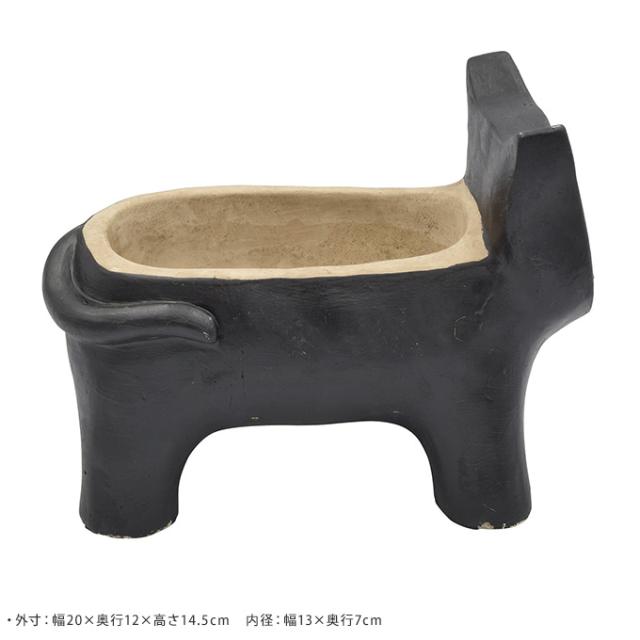 アフリカン猫 民族模様 手作り プランター L ブラック  多肉 プランター 小型 観葉植物 植木鉢 多肉植物 底穴あり 小さい 鉢 サボテンｎ アンティーク 小物入れ おしゃれ  