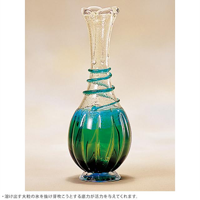 春の芽吹き ガラス 花瓶 新緑生命の力 発芽  花器 大きい おしゃれ 日本製 大きな フラワーベース 青森 津軽 職人 大型 生け花 活花 生花 活け花 国産 きれい キレイ かわいい 手作り  