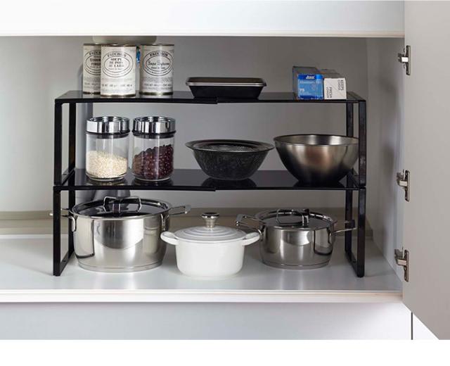 tower タワー 伸縮収納棚 調味料ラック スパイスラック 伸縮 おしゃれ キッチン 収納 白 黒 シンク下 スタッキング