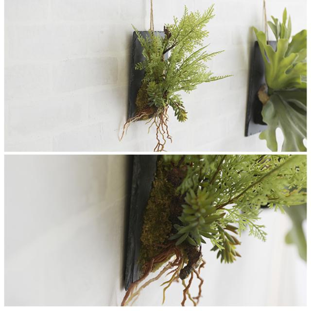 Brown. ブラウン フェイクグリーン ファーン ウォールハンギング スレート 20  フェイクグリーン 壁掛け ハンギング おしゃれ 壁 グリーン インテリア 造花 植物 ペット  